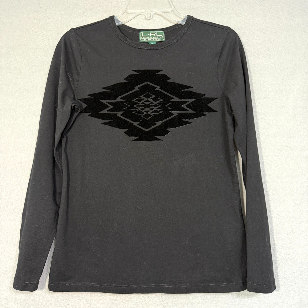 Lauren Ralph Lauren Active Women Top Size M Cotton Boho Aztec Western‎ Americana